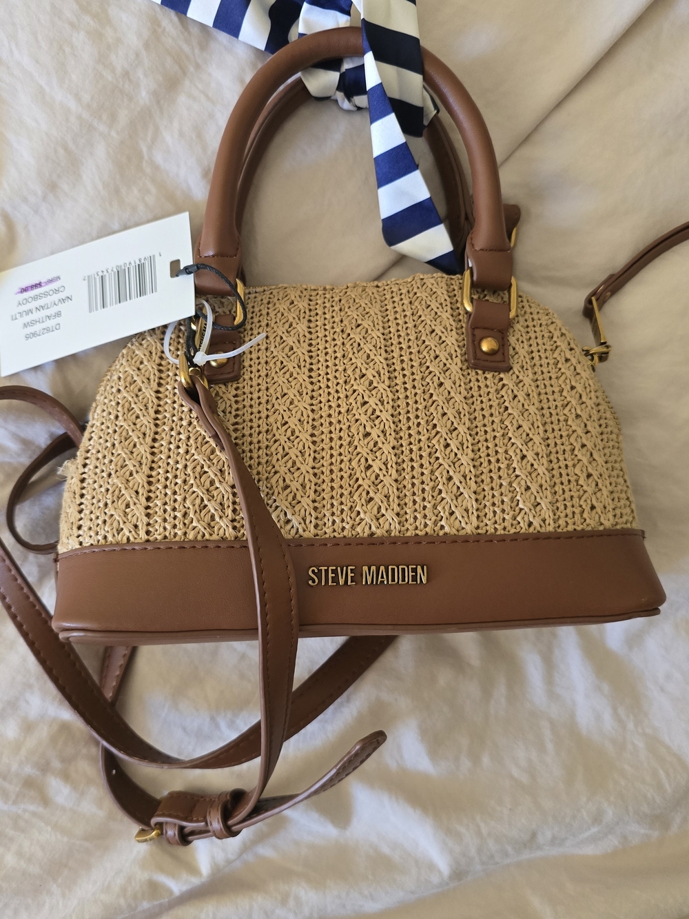 Steve Madden Straw Woven Satchel Crossbody Bag NWT